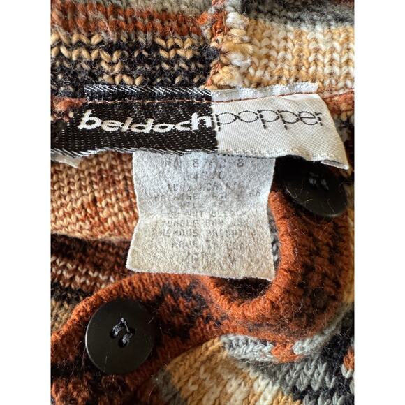 Vintage Fair Isle Cardigan Sweater Hooded Retro Nordic 90s Cabincore Neutrals - Picture 3 of 7